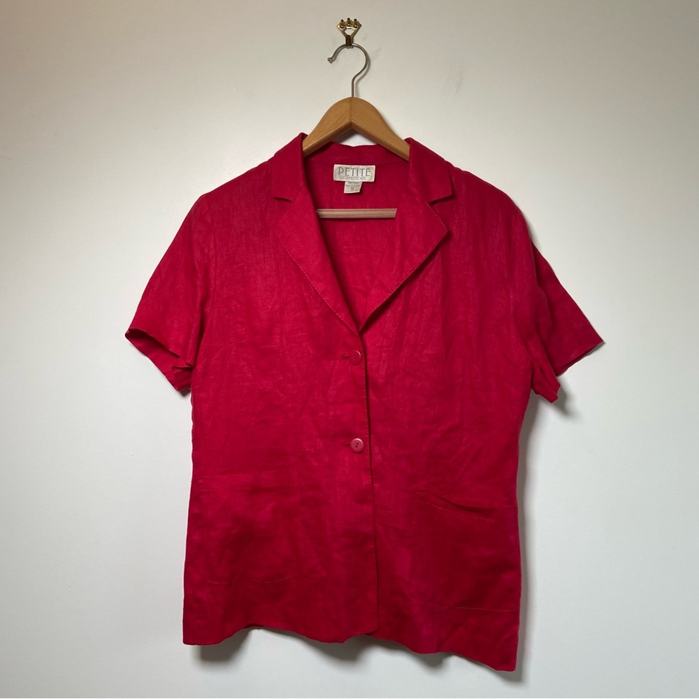 Vintage Linen Sophisticates Shirt in Red Size 12